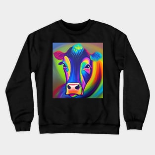 Rainbow Cow Painting Crewneck Sweatshirt